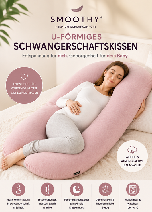 Schwangerschaftskissen in U-Form – Ergonomisches Seitenschläfer Still & Lagerungskissen für Schwangere und Stillende