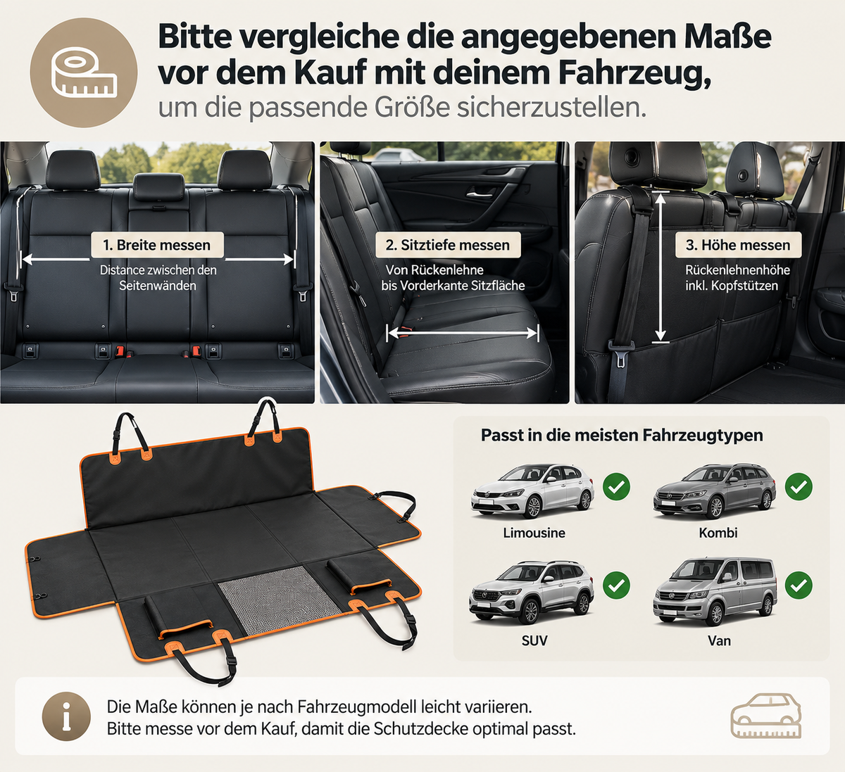 Berruva® Auto-Hundedecke mit Hartboden Rücksitzschutz aus Kunstleder