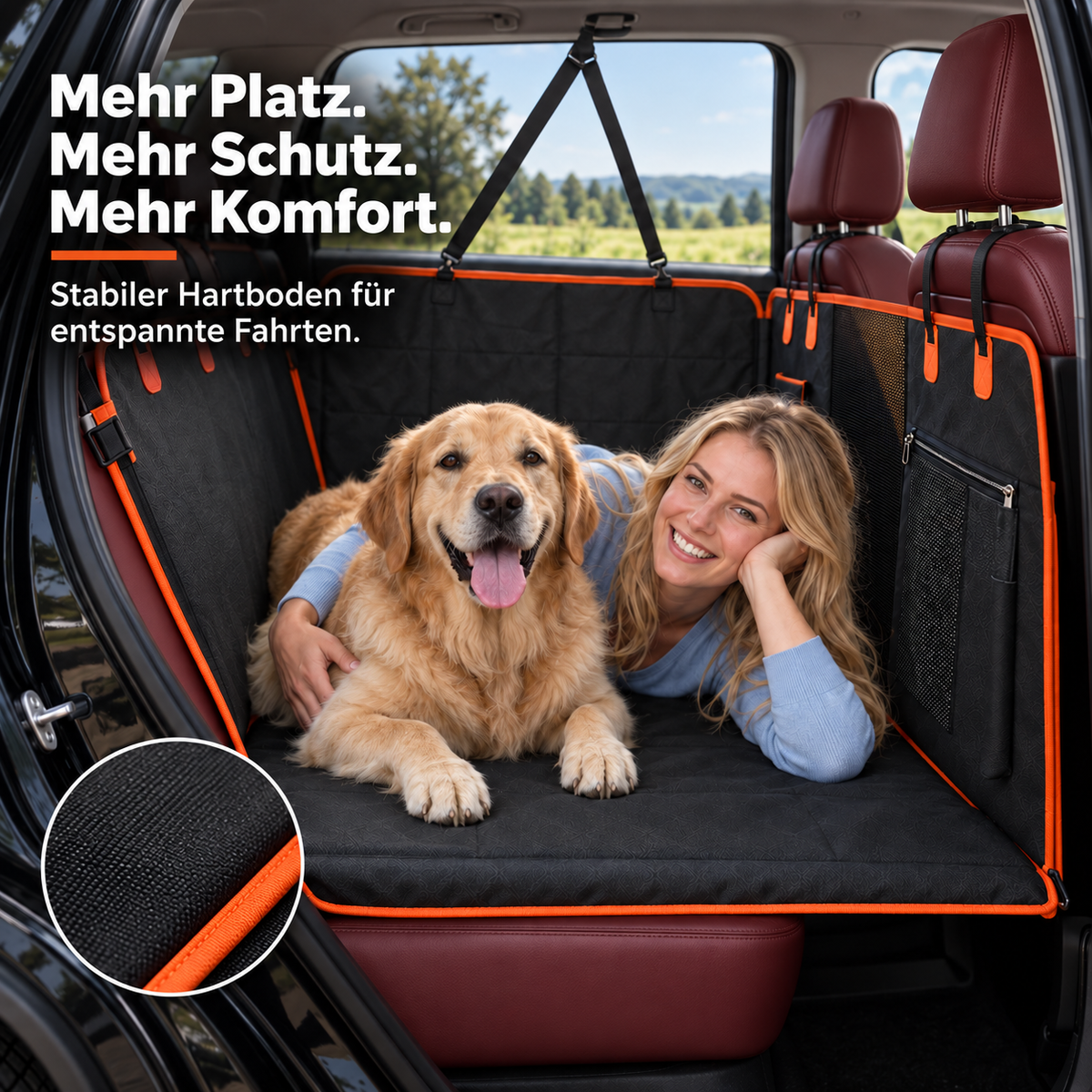 Berruva® Auto-Hundedecke mit Hartboden Rücksitzschutz aus Kunstleder