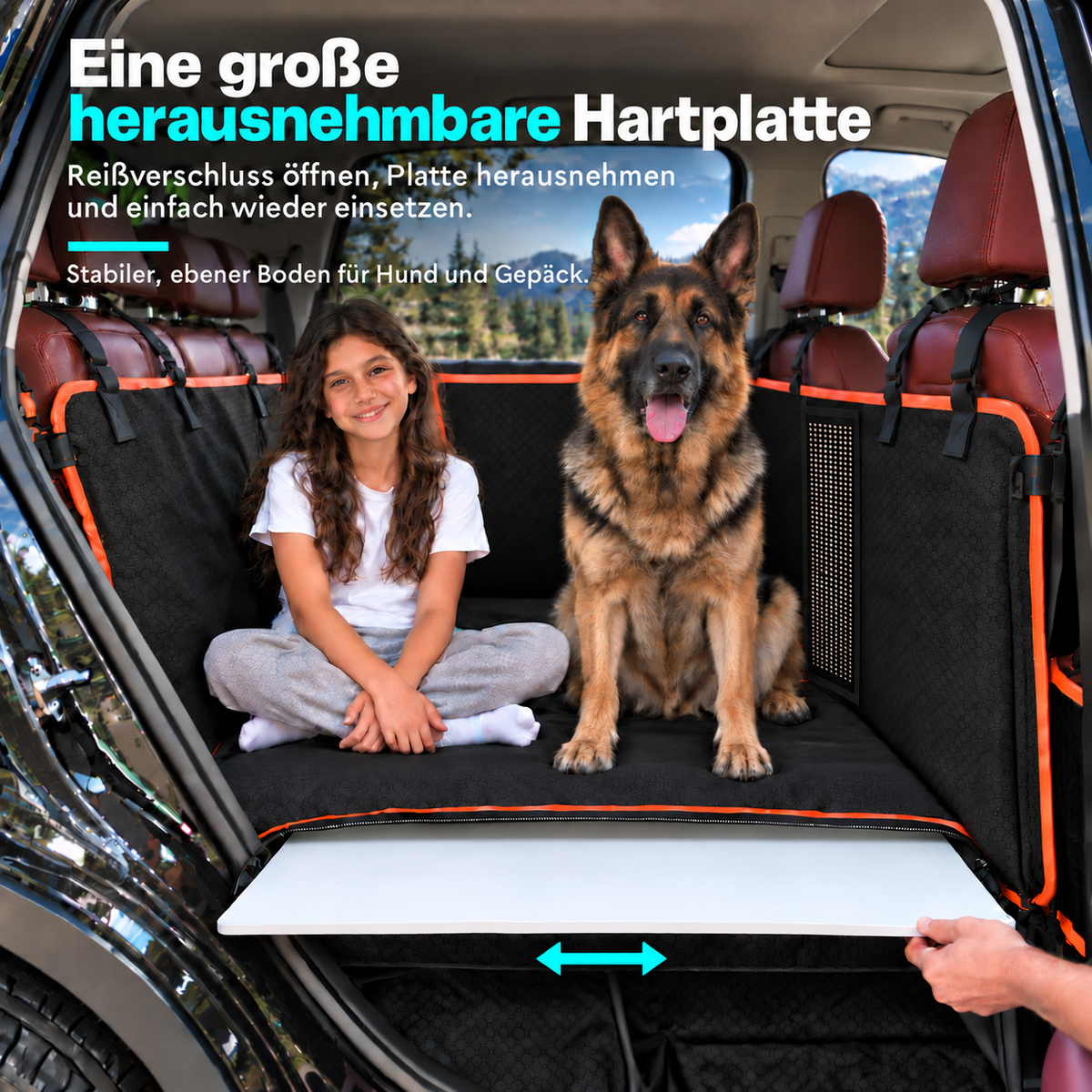 Berruva® Auto-Hundedecke mit Hartboden Rücksitzschutz aus Kunstleder