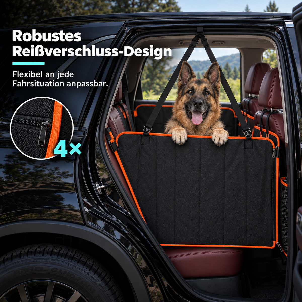 Berruva® Auto-Hundedecke mit Hartboden Rücksitzschutz aus Kunstleder