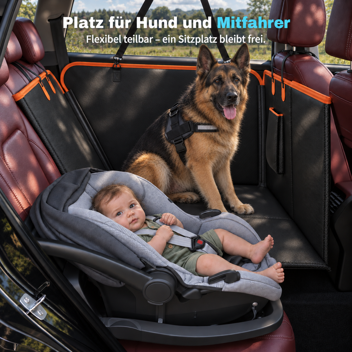 Berruva® Auto-Hundedecke mit Hartboden Rücksitzschutz aus Kunstleder