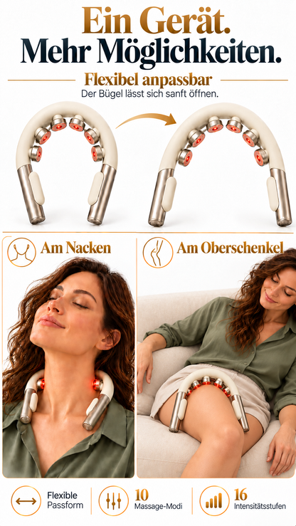 EMS Nackenmassagegerät mit Wärmefunktion – 10 Modi & 16 Intensitätsstufen