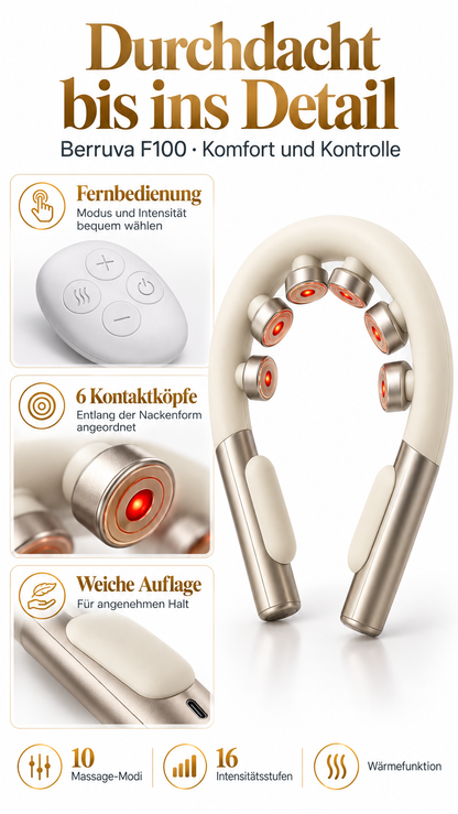 EMS Nackenmassagegerät mit Wärmefunktion – 10 Modi & 16 Intensitätsstufen